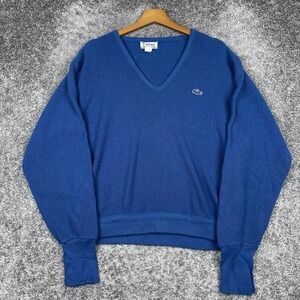VTG Izod Lacoste‎ V-Neck Sweater Men's XL Long Sleeve Blue Old Money Classic